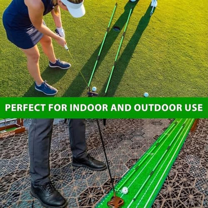 Golf Alignment Sticks 2 Pack, Collapsible Practice Rods with Tube Case, Portable Training Aid for Aiming, Putting, Swing, Training - Home & Driving Range Use