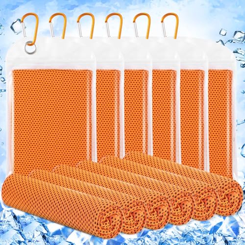 6 Pack Cooling Towels 40" x 12" Sport Towels, Cooling Rag for Neck and Face Ice Breathable Chilly Portable Neck Wraps for Yoga(Orange) - color: Orange