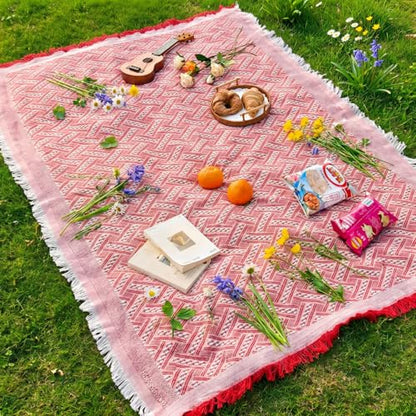 Large Outdoor Picnic Blanket 91x71 Inch Camping Mat Sandproof Woven Boho Mat Giant Beach Towel Travel Essential Yoga Accessories Park Patio Lawn Garden Grass Ground Music Festival Concert