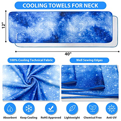 Cooling Towel, Cooling Towels for Neck,40" x 12"Ice Towel for Instant Cooling Relief, Soft Breathable Chilly Towel, Perfect Yoga, Golf, Sports, Gym, Athletes Towel (1PC-BStarry) - color: Bstarry