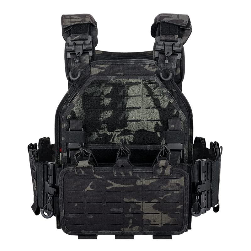 YAY YAKEDA Quick Release Tactical Laser-Cutting Vest Multicam Lightweight Vest - color: Black Cp