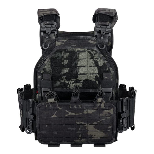 YAY YAKEDA Quick Release Tactical Laser-Cutting Vest Multicam Lightweight Vest - color: Black Cp
