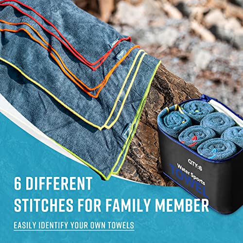 4Monster 4-Pack Quick Dry Microfiber Travel Towels – Super Absorbent, Ultra-Soft Camping Towel Set with Water-Resistant Bag, Lightweight & Compact for RV, Gym, Beach, Pool, Swimming, and Family Trips - color: 6-navy