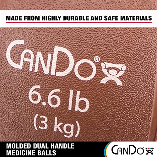 CanDo Molded Dual-Handle Medicine Ball for Strength Training, Core Workouts, Warmups, Cardio, and Plyometrics with Handles for Home and Clinic Use - style: a) 6.6 lb