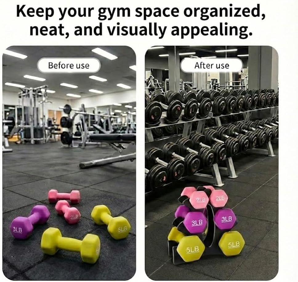Dumbbell Rack Stand - 3 Tier Compact Weight Storage Organizer for Small Hand Weights, Neoprene & Vinyl Dumbbells - Portable Heavy Duty PP Plastic Weight Holder for Home Gym, Office, Exercise,9x8.8x3.3in (Dumbbells Not Included)