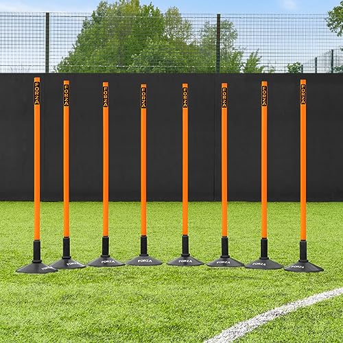 FORZA Slalom Agility Poles | Improve Endurance, Speed & Footwork | Color, Size & Rubber Base Options Available [8 Pack] - color: Orange, size: With Bases, style: 3ft