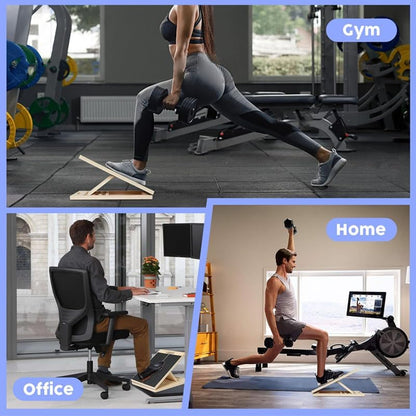 6-Angle Slant Board & Balance Board, 2-in-1 Wooden Mobility Board, Adjustable 40° Incline Stretch Board with Non-Slip Surface, Calf Stretcher and Ankle Balance Board for Adults, Squats, Stability Workouts