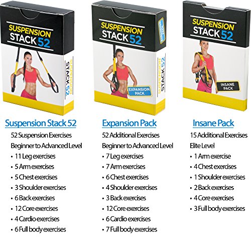 Stack 52 Suspension Exercise Cards TRI Pack. Compatible with All Suspension Trainers. Suspended Bodyweight Resistance Workout Game. Video Instructions Included. Fun at Home Fitness Training Program. - color: Suspension Tri Pack