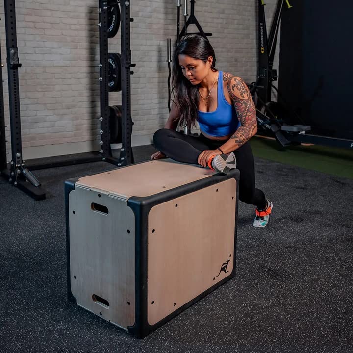 Plyometric Box 3 in 1 Protective Foam and Non Slip Wood plyo Box for Jump Training and Conditioning, Protect Your Shins from Injury!