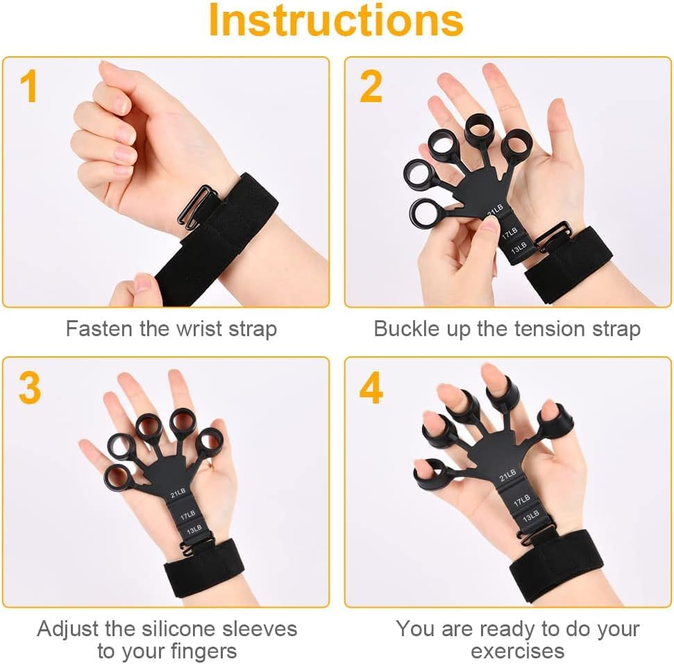 Finger Strengthener Extension Exerciser Stretcher, Strength Adjustment Finger Resistance Bands Used to Exercise Finger Strength - Gray 1PCS