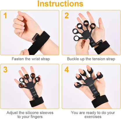Finger Strengthener Extension Exerciser Stretcher, Strength Adjustment Finger Resistance Bands Used to Exercise Finger Strength - Gray 1PCS