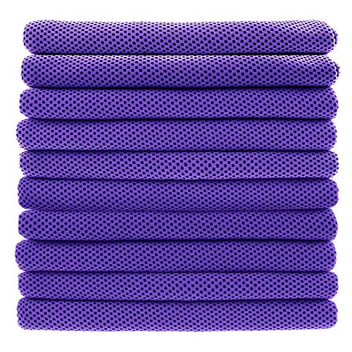 Peicees 10 Pack Microfiber Cooling Towels for Neck Sports Gym Workout Cooling Towel, Fast Drying Super Absorbent Compact Lightweight for Climbing Camping Travel Beach Swimming Backpacking - color: Purple 10 Pack
