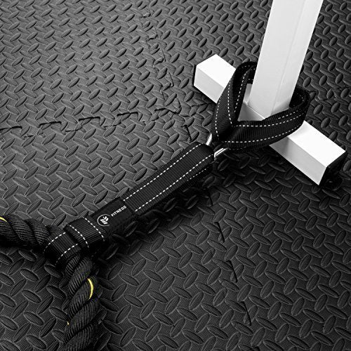 Battle Rope Anchor Strap Kit | Heavy Duty Reinforced Nylon | Easy and Fast Setup | Stops Rope Damage | Stainless Steel Carabiner | Includes Exercise Guide |