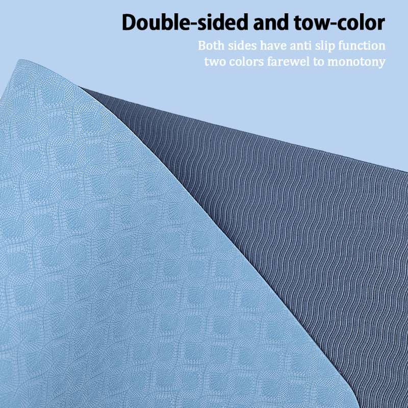 Non Slip Yoga Mat, Eco Friendly Fitness Exercise Mat with Carrying Strap & Bag, 72"L x 24"W x 0.24" Thick Workout Mat for Women Men Kids Pilates & Floor Exercises - color: Blue