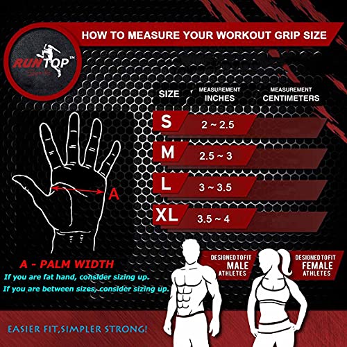 Workout Gloves Weight Lifting Grips with Silicon Padding by RUNTOP - Exercise Gloves Perfect for Women Men Cross Fitness Training WODS Weightlifting Bodybuilding Powerlifting Gym Fitness