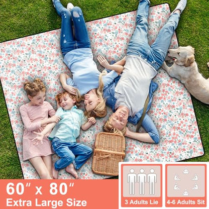 60x80" Large Picnic Blankets Waterproof Outdoor Beach Blanket Sandfree Tent Camping Sleeping Carpet Portable Yoga Meditation Mat Road Trip Car Travel Essentials Hiking Backpacking Gear Gifts