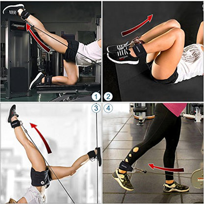 VORCOOL Ankle Straps for Cable Machines Weightlifting Gym Workout Fitness Double D-Ring Neoprene Padded Ankle Cuffs for Legs, Abs and Glute Exercises Fits for Men&Women with Carry Bag 2PCS