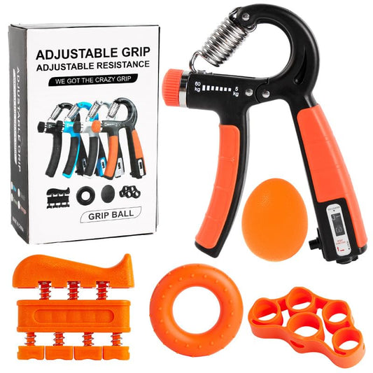 Grip Strength Trainer, Hand Grip Exerciser Strengthener Forearm with Adjustable Resistance 11-132 Lbs (5-60kg) - color: orange