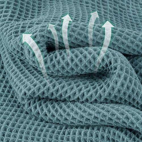Microfiber Waffle Face Towels, 2 Pieces, Soft, Absorbent, Fast Drying, Lint Free 430 GSM (Green) - color: Green