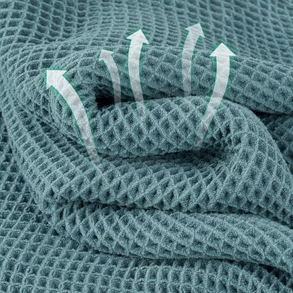Microfiber Waffle Face Towels, 2 Pieces, Soft, Absorbent, Fast Drying, Lint Free 430 GSM (Green) - color: Green