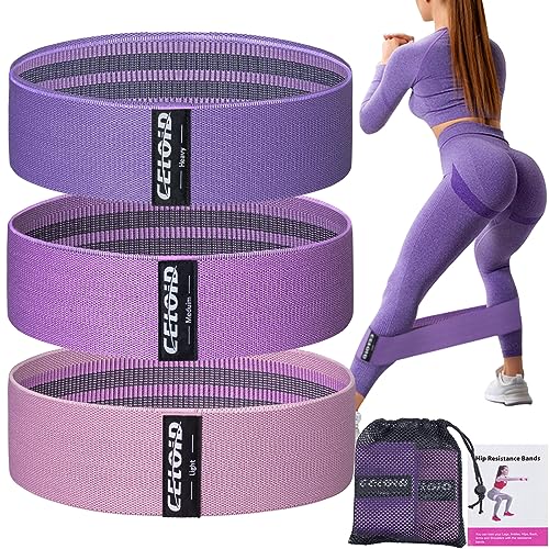 Resistance Bands Set, Exercise Bands with Non-Slip Design for Hips & Glutes, 3 Levels Workout Bands for Women and Men, Booty Bands for Home Fitness, Yoga, Pilates - color: Dark Purple,Purple,Light Purple