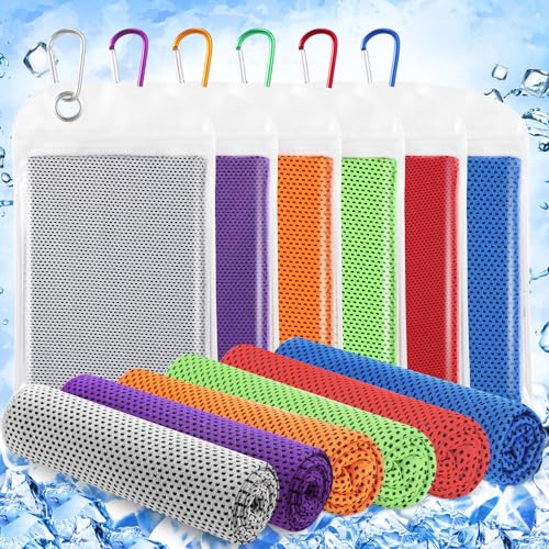 6 Pack Cooling Towels 40" x 12" Sport Towels, Cooling Rag for Neck and Face Ice Breathable Chilly Portable Neck Wraps for Yoga(Bright Color) - color: Bright Color