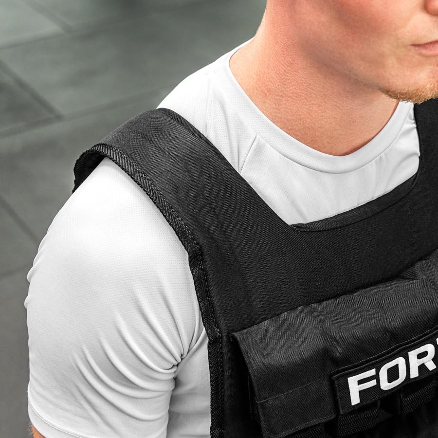 FORZA Adjustable Weighted Vest for Fitness Training – Up to 44lbs Weight Capacity, Removable Cast Iron Blocks