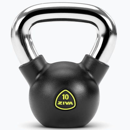 ZIVA Premium Kettlebell – Commercial Grade Rubber Urethane Coated Free Weights for Strength, Conditioning, Home Gym Workouts – Alloy Steel Grip – Available 5–50 lbs - color: b) 10lb - Black/Yellow