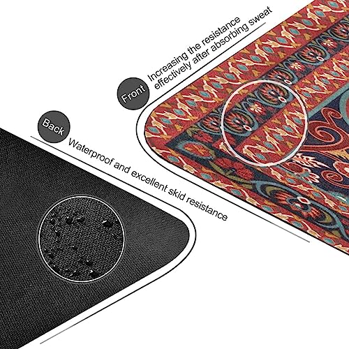 Kigai Travel Yoga Mat 71" x 24" Non Slip Natural Rubber Foldable Exercise Mat Ultra Thin 1.5mm Lightweight for Fitness, Pilates & Home Workout, Persian Design