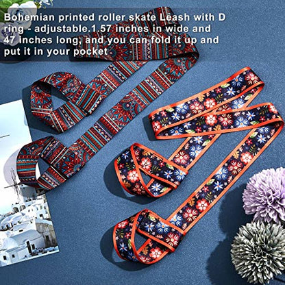 Skylety 2 Pcs Roller Skate Leash Adjustable Stretching Skate Boot Shoulder Strap Carrier for Child Women Men Skating - style: Bohemia Style