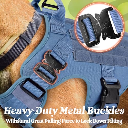 rabbitgoo Tactical Dog Harness for Medium, Heavy Duty Military No Pull Vest - color: Blue, size: Medium