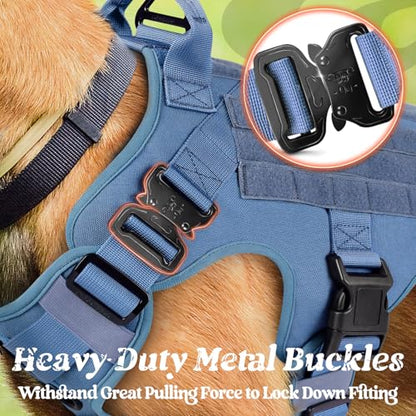 rabbitgoo Tactical Dog Harness X-Large, Heavy Duty Military No Pull Vest - color: Blue, size: X-Large