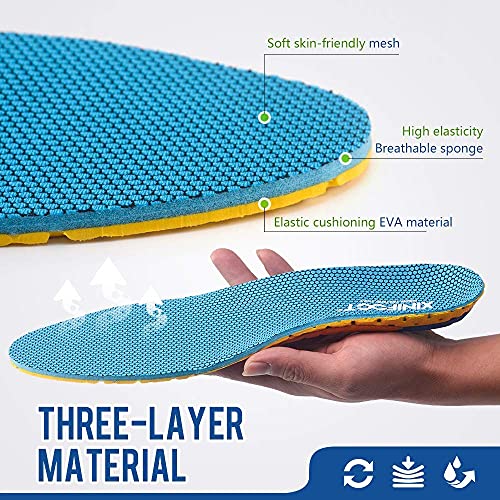 XINIFOOT 2 Pairs Professional Plantar Fasciitis Shoe Insoles Running Insoles High Elastic Cushioning Inserts for Foot Relief, Shock Absorption Breathable Sports Feet Insoles for Men