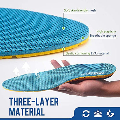 XINIFOOT 2 Pairs Professional Plantar Fasciitis Shoe Insoles Running Insoles High Elastic Cushioning Inserts for Foot Relief, Shock Absorption Breathable Sports Feet Insoles for Men