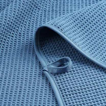 POLYTE 380 GSM Poly Blend Microfiber Quick Dry Waffle Bath Towel, 30x60 in - color: Blue