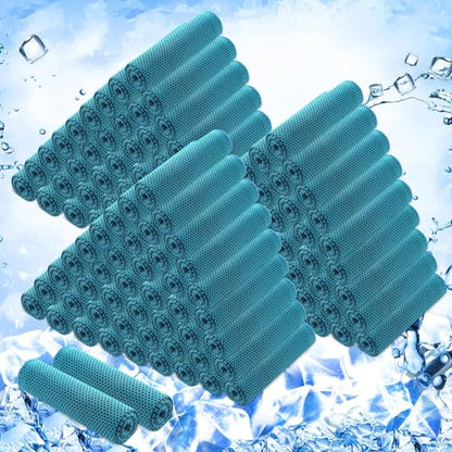 150 Pack Cooling Towels Bulk 40 x 12 Inch Large Chilly Breathable Sweat Sports Cold Towels Sublimation Microfiber Ice Neck Rag for Hot Weather Workout Gym Team Gift (Blue) - color: Blue