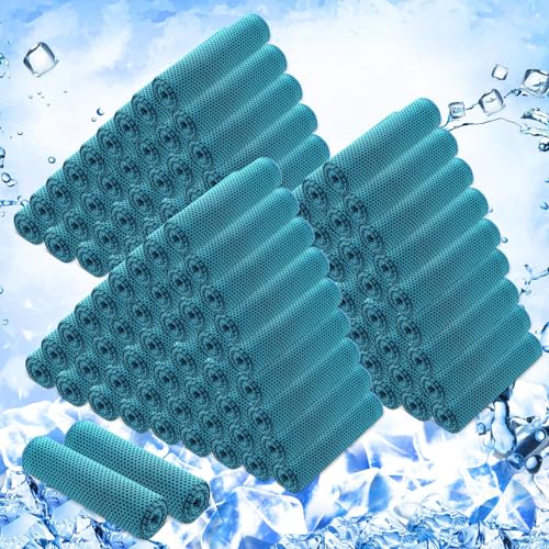 150 Pack Cooling Towels Bulk 40 x 12 Inch Large Chilly Breathable Sweat Sports Cold Towels Sublimation Microfiber Ice Neck Rag for Hot Weather Workout Gym Team Gift (Blue) - color: Blue