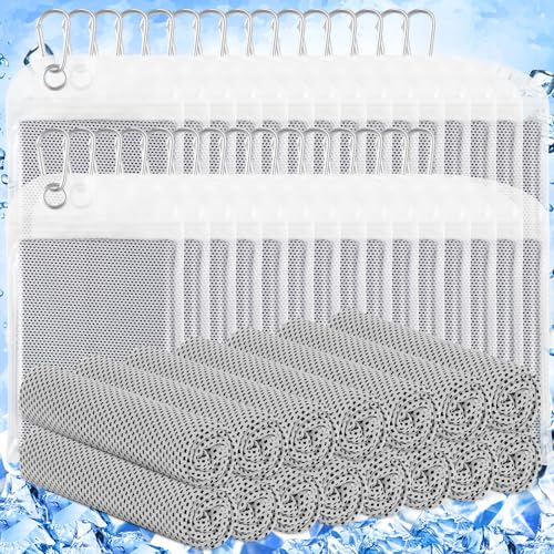 30 Pack Cooling Towels 40"x12" Cooling Neck Wraps Soft Breathable Chilly Towel Ice Towels Microfiber Workout Towel for Yoga Sport Running Workout Gym Camping Fitness Activities(Light Gray) - color: Light Gray