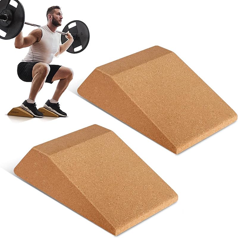 Cork Yoga Block Wedge Set, High Density Squat Block for Knee Support, Durable Exercise Brick with Carry Bag, Fitness Accessory for Home Gym