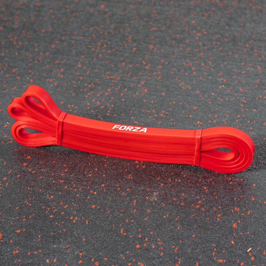 METIS Resistance Exercise Bands | Heavy Duty Latex Power Bands for Strength Training, Fitness Workouts, and Assisted Pull-Ups – 6 Resistance Levels, Sold Individually or as a Set - color: Red (18-33lb Resistance)