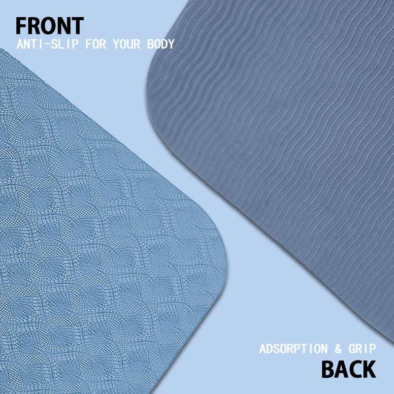 Non Slip Yoga Mat, Eco Friendly Fitness Exercise Mat with Carrying Strap & Bag, 72"L x 24"W x 0.24" Thick Workout Mat for Women Men Kids Pilates & Floor Exercises - color: Blue