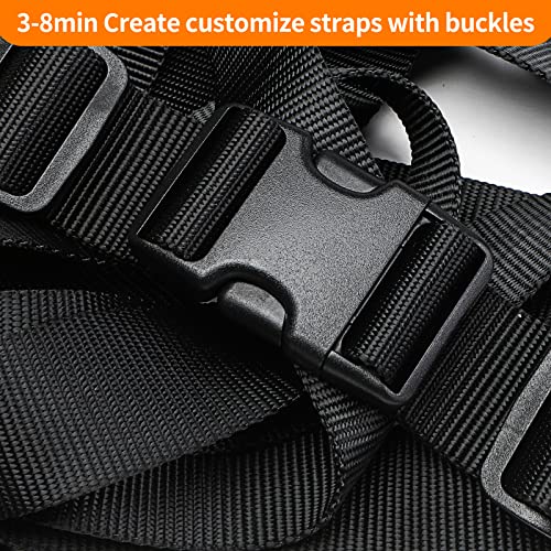 BEYOURD Heavy-Duty Buckles and Strap Set 1-1/2": 6 Yards of Thick Nylon Webbing, 6-Pack Adjustable Quick Side Release Plastic Buckles, 12 Tri-Glide Slide Clips, Black (1-1/2" Combo Set) - style: 1-1/2" Combo Set