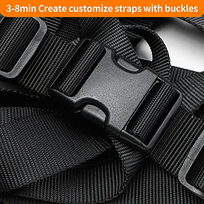 BEYOURD Heavy-Duty Buckles and Strap Set 1-1/2": 6 Yards of Thick Nylon Webbing, 6-Pack Adjustable Quick Side Release Plastic Buckles, 12 Tri-Glide Slide Clips, Black (1-1/2" Combo Set) - style: 1-1/2" Combo Set
