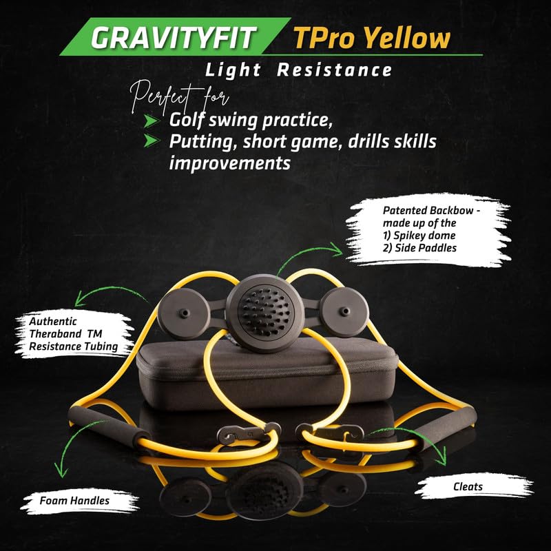 Golf Swing Performance Trainer Aid | Golf Swing Trainer Trusted by PGA Coaches | Backed by 30 Years Research | Elevate Your Golf Training | Enhance Strength, Stability, Rotation & Posture - style: TPro Yellow - light for golf skills