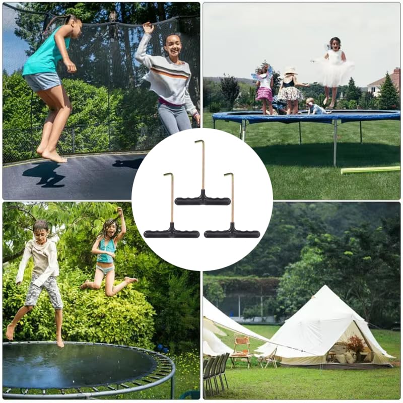 4 Pack Trampoline Spring Pulling Tool T-Hook Extension Puller with Ergonomic Handle Grip Outdoor Trampoline Spring Pull Tool Kit for Mini Trampoline Kids Fitness Rebounder Exercise Trampolines