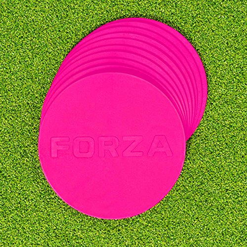 FORZA Flat Disc Markers | Brightly Colored Training Markers for Soccer & Outdoor Play – Available in Mini (Set of 20) or Standard (Set of 10) - color: Pink, style: Standard (7in)