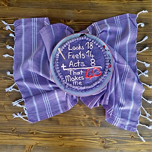 Cacala 100% Turkish Cotton Kitchen Tea Towels, Highly Absorbent Luxury Soft Quick Drying Dish Towel with Hanging Loop for Gym, Yoga, Bath, Sports, Cleaning and Kitchen (23 x 36), Dark Purple