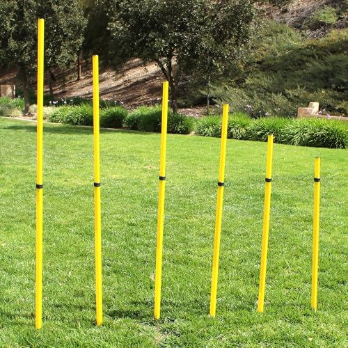 BlueDot Trading Soccer Agility Poles | Telescopic, Fixed & Collapsible Options (4, 6, 8 Piece Sets) Speed Training Poles for Agility Drills, Outdoor Games, Football & Sport Training Equipment - size: 6, style: Adjustable