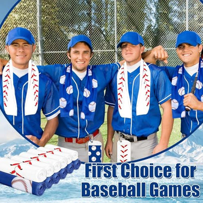 12Pcs Baseball Cooling Towels with Bags 38x12 Inch Breathable Baseball Microfiber Ice Towel Fast Drying Workout Rags Bulk Sport Team Gift for Team Gym Running Coach Sport Party Favors