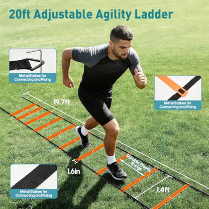OLIXIS Soccer Football Agility Training Equipment with 4 Adjustable Hurdles - color: Light Orange